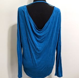 Open back dark teal longsleeve shirt